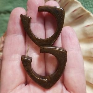 Vintage Marbled Brown Colored Lucite Earrings TCJB1